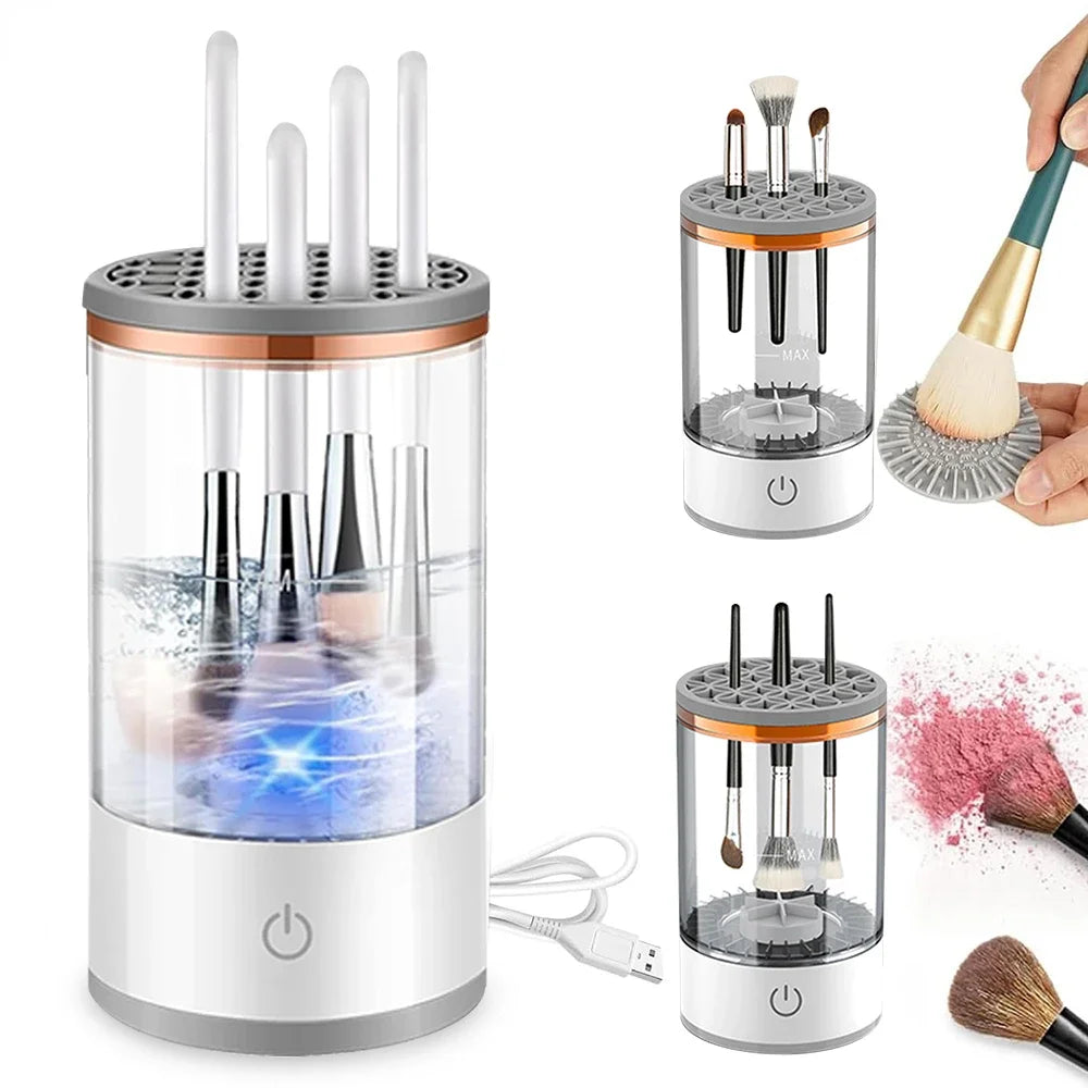Nettoyeur de pinceaux de maquillage électrique 3 en 1 USB portable