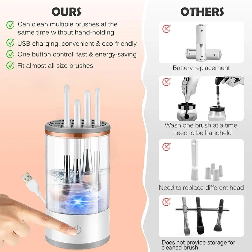 Nettoyeur de pinceaux de maquillage électrique 3 en 1 USB portable